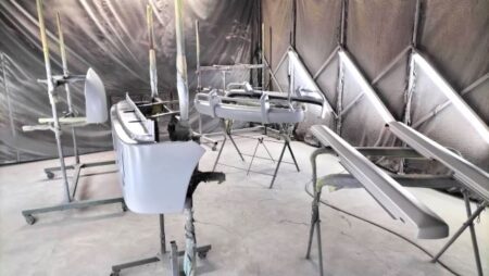 富山県射水市　ケアカーズ様　アーリーのエアロパーツのサフェーサーペイントが完了です！